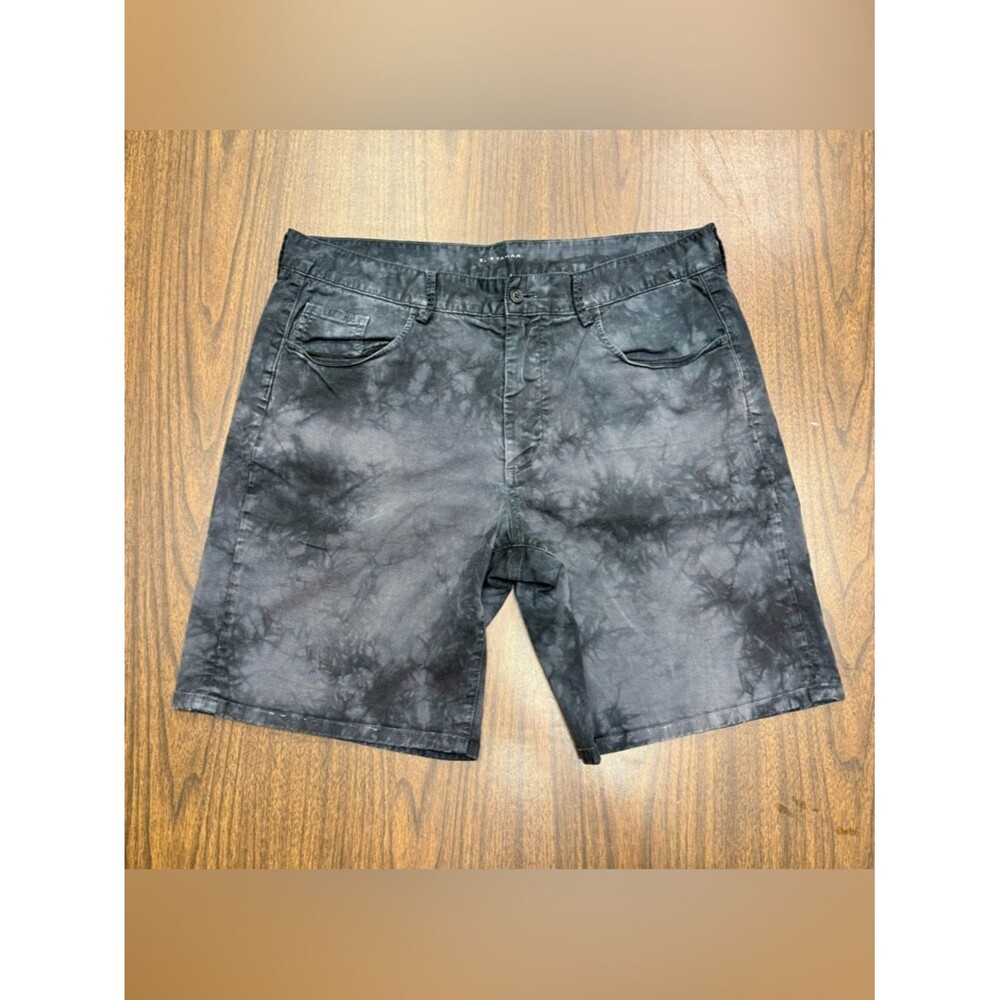 Elie Tahari Men's Black Tie-Dye Flat Chino Front Shorts Size 36